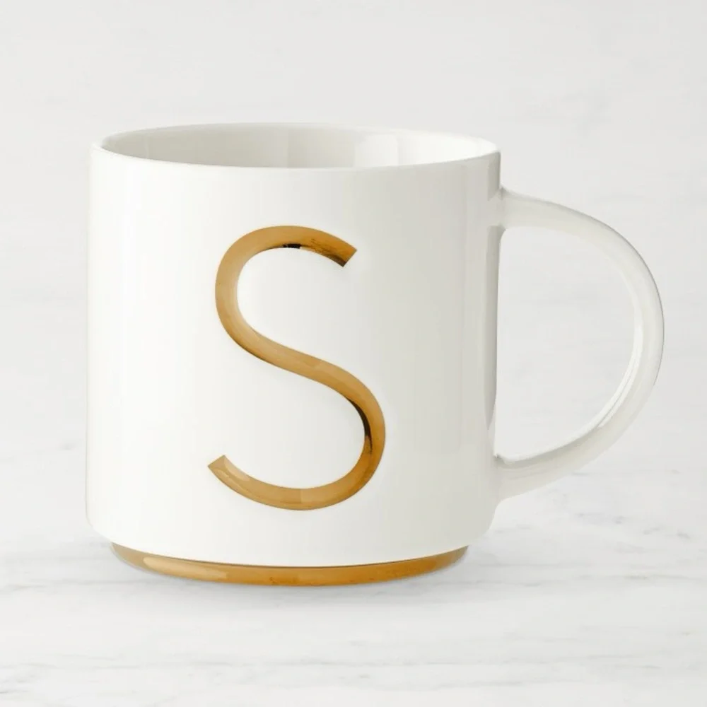 Williams Sonoma Gold Monogram Mug Letter “S”